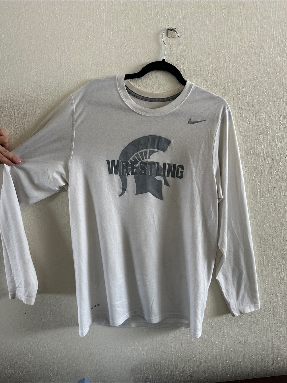 Nike White Long-Sleeve Wrestling Logo Tee